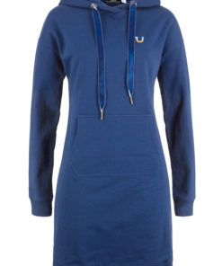 Mikinové šaty s kapucňou polnočná modrá