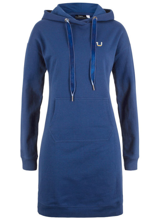 Mikinové šaty s kapucňou polnočná modrá